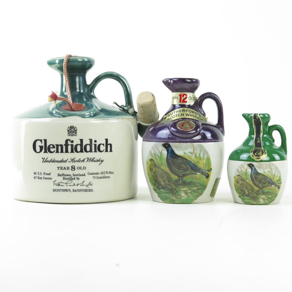 Glenfiddich 8 Year Old Decanter Still Master's Crock / Including 2 x Rutherford Decanters