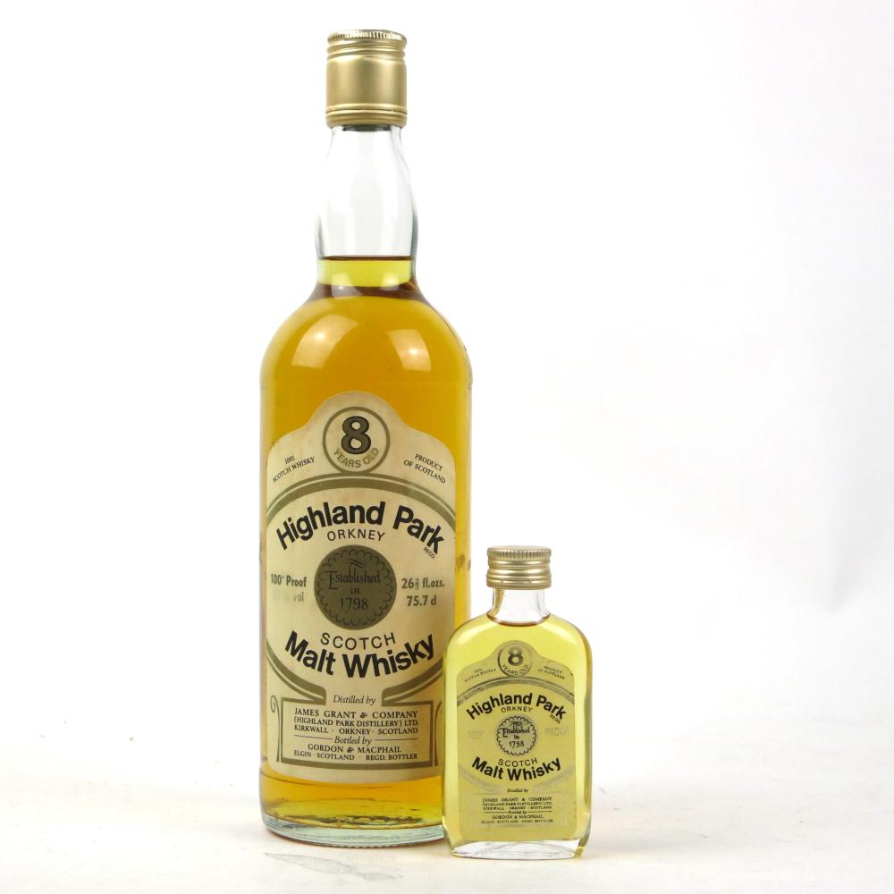 Highland Park 8 Year Old Gordon and MacPhail 1970s 100 Proof / Including Miniature