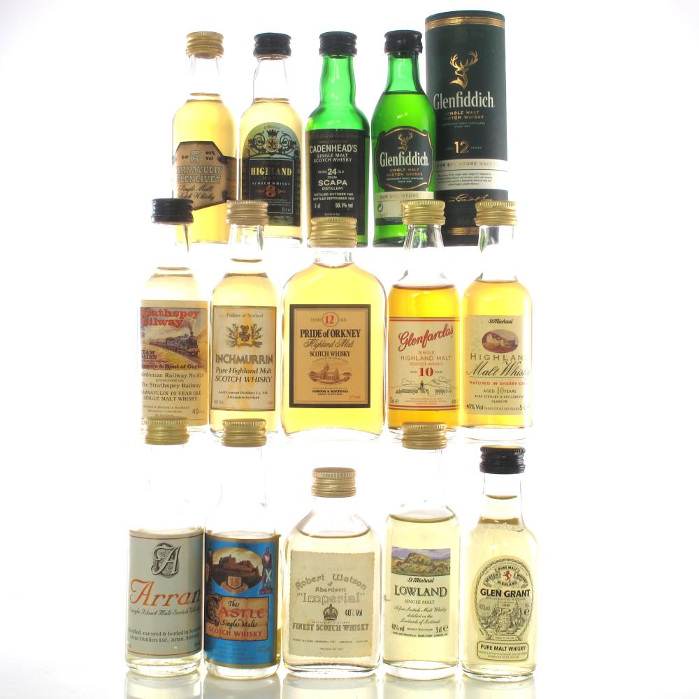 Scotch Malt Whisky Miniature Selection x 14 / including Scapa 1965