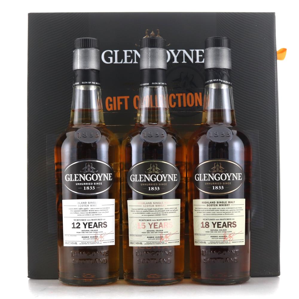 Glengoyne Gift Pack / 12, 15 and 18 Year Old / 3 x 20cl