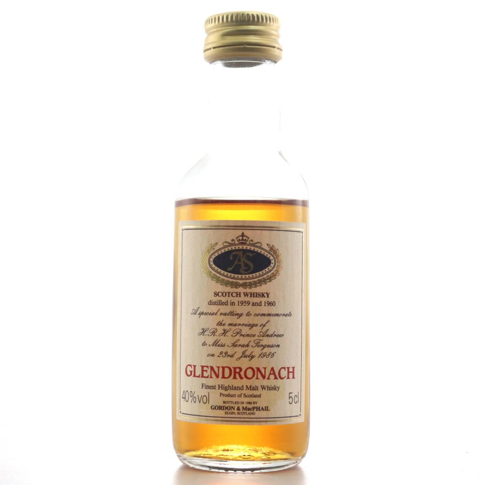 Glendronach 1959/1960 Gordon and MacPhail Royal Marriage 1986 Miniature 5cl