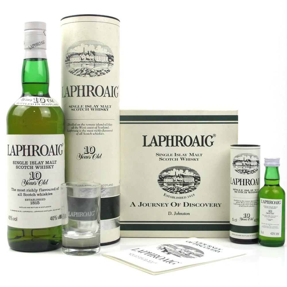 Laphroaig 10 Year Old - Pre Royal Warrant / Including Miniature Gift Set