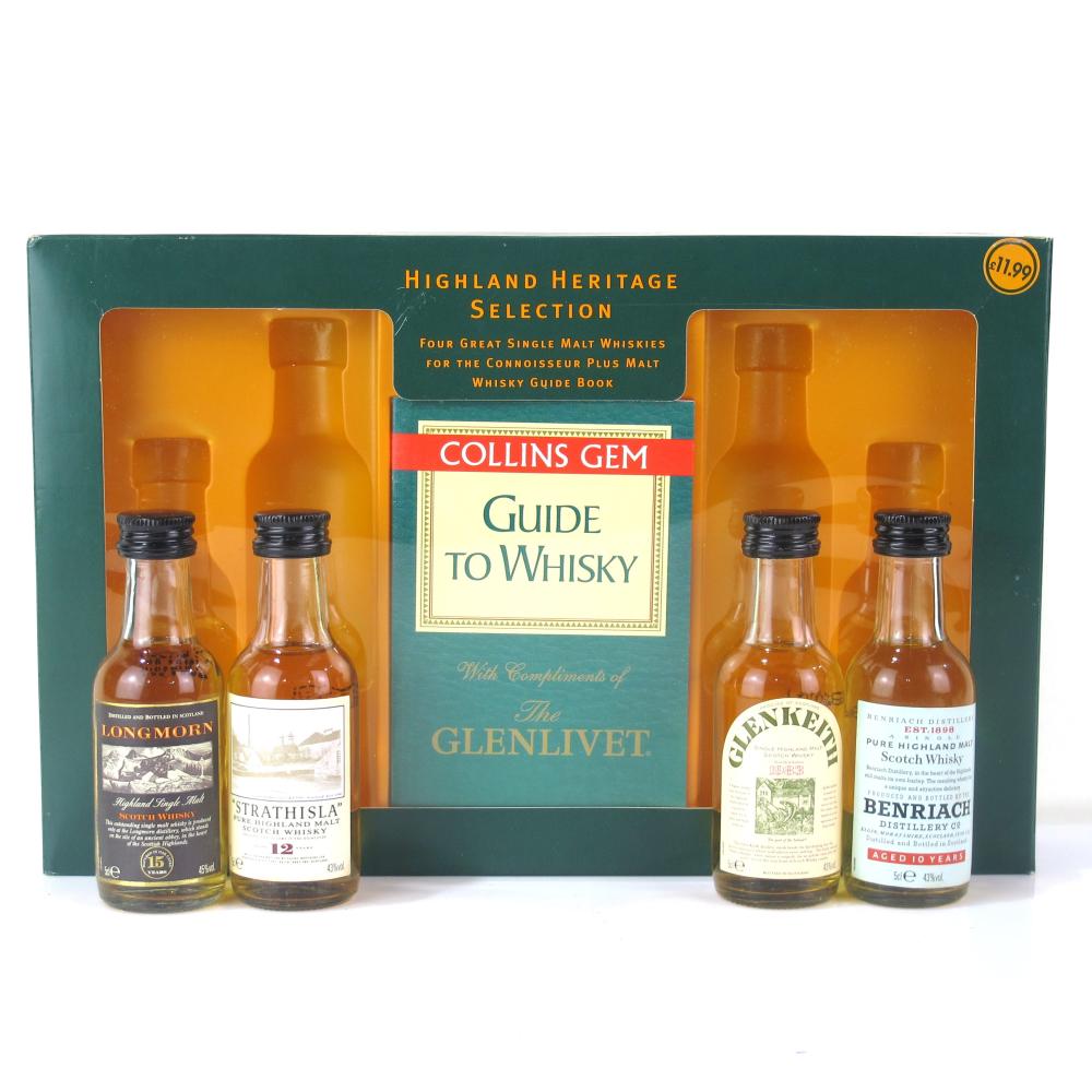 Highland Heritage Selection Miniatures 4 x 5cl / includes Collins Gem Guide to Whisky