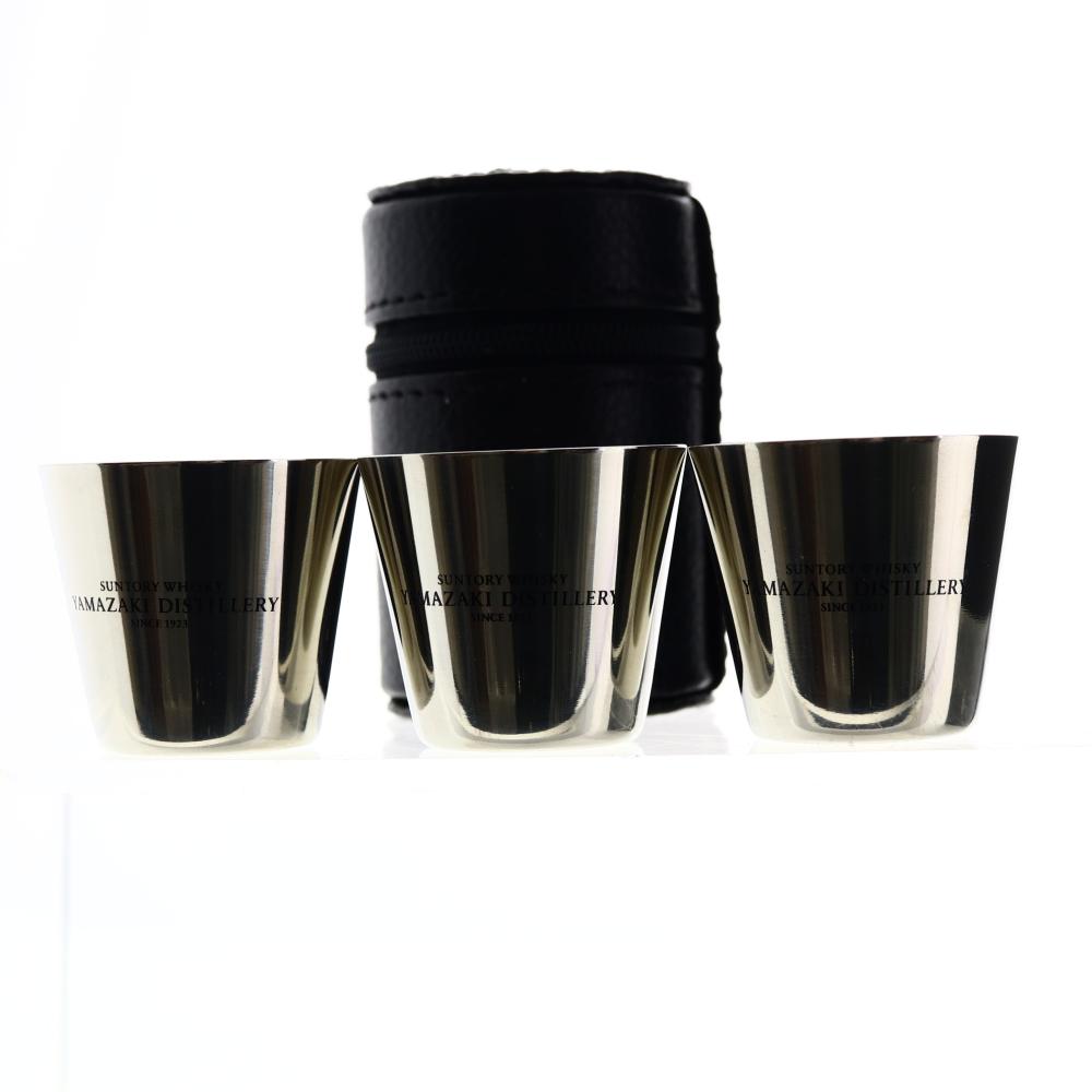 Yamazaki Metal Shot Glasses x 3 / in Leather Pouch