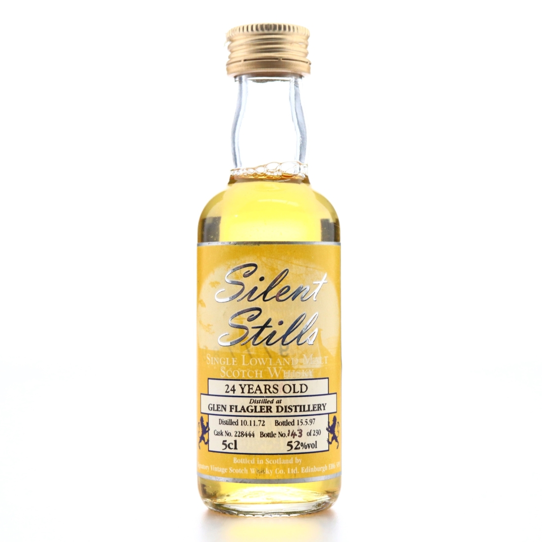 Glen Flagler 1972 Signatory Vintage 24 Year Old Miniature / Silent Stills