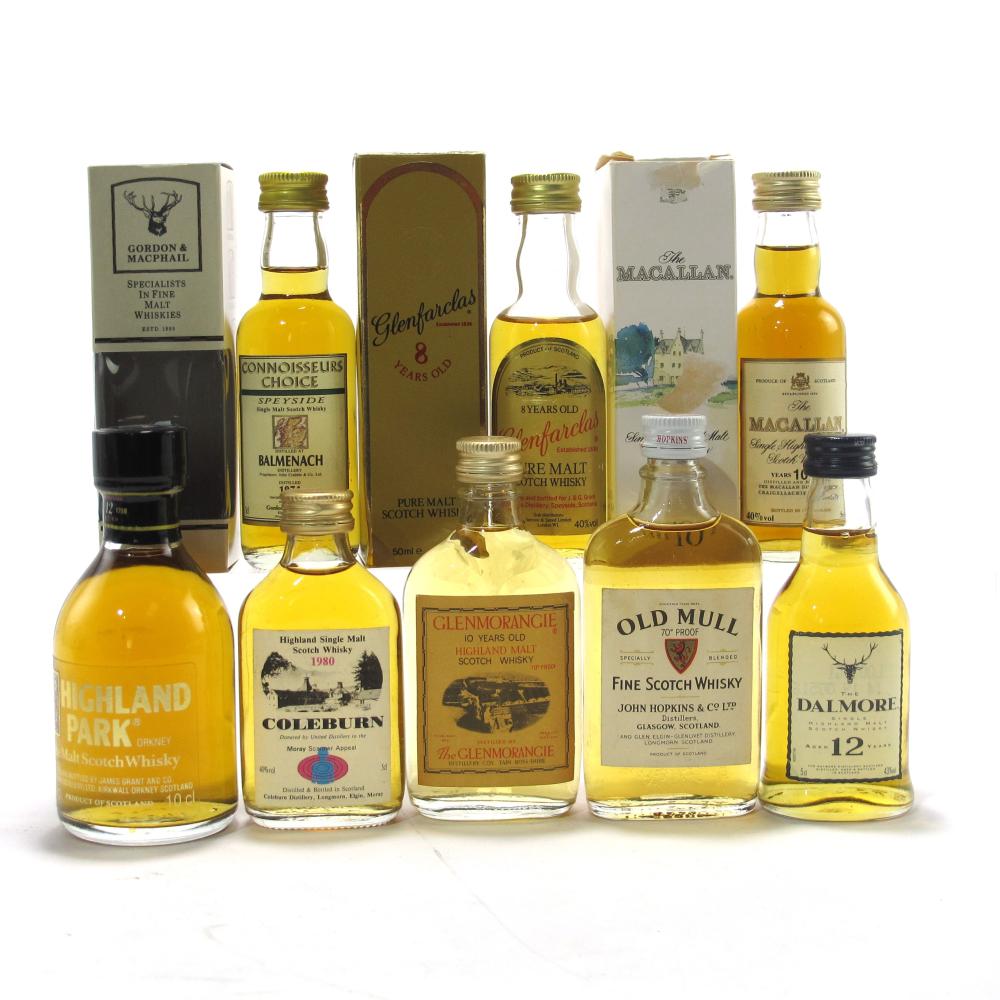 Miscellaneous Whisky Miniature Selection x 8 / includes Macallan 10 Year Old