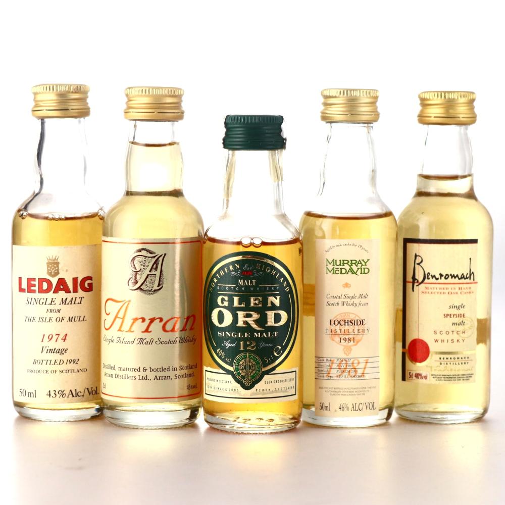 Scotch Malt Whisky Miniatures x 5 / includes Ledaig 1974