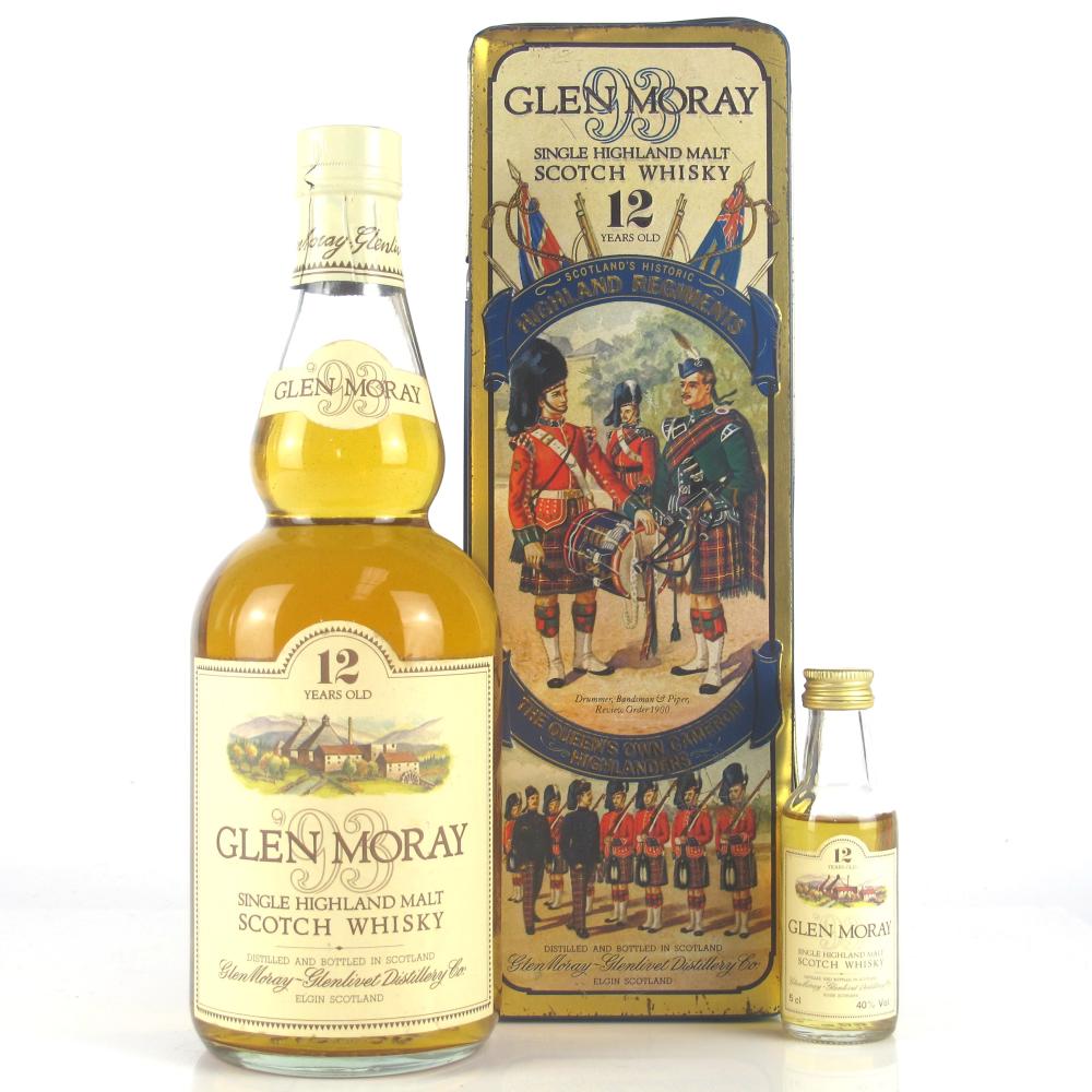Glen Moray 12 Year Old 1980s / Queens Own Cameron Highlanders / includes Miniature 5cl
