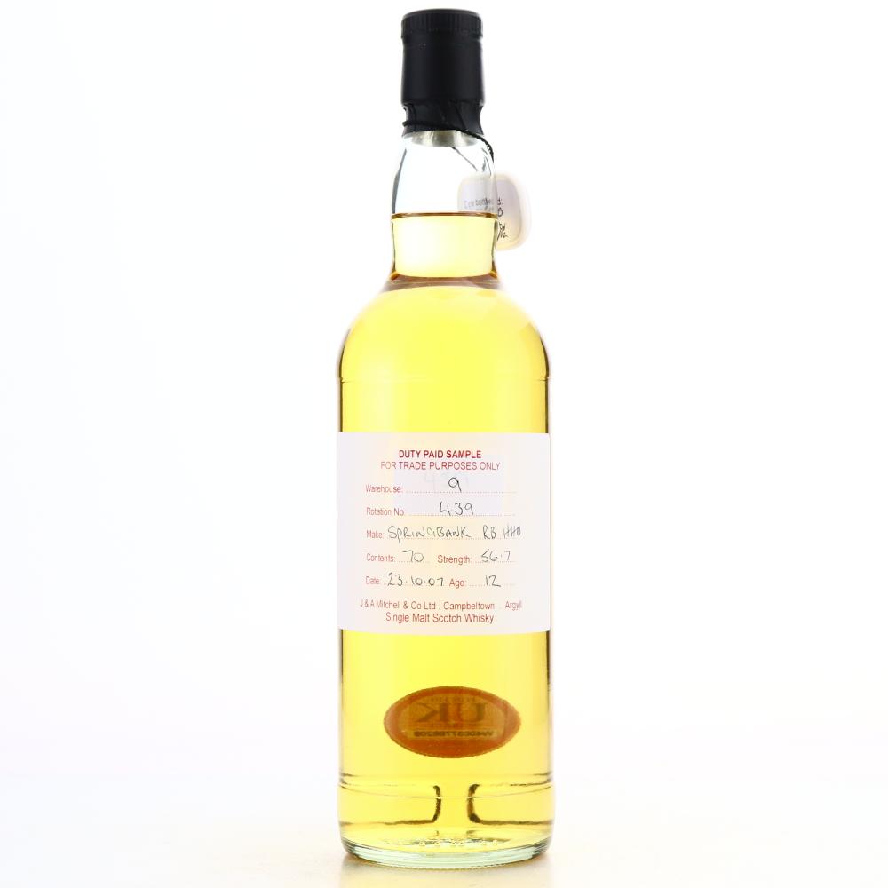 Springbank 2007 Duty Paid Sample 12 Year Old / Refill Bourbon Hogshead