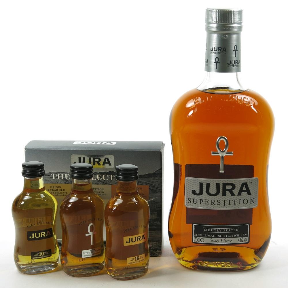Jura Superstition 70cl and Gift Pack 3 x 5cl