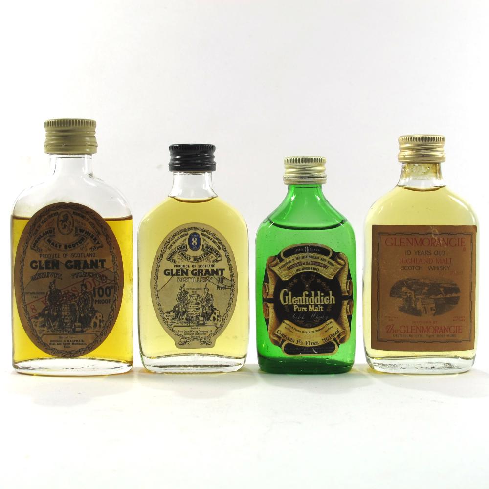 Highland & Speyside Miniatures x 4 1970s / including Glen Grant 100 Proof