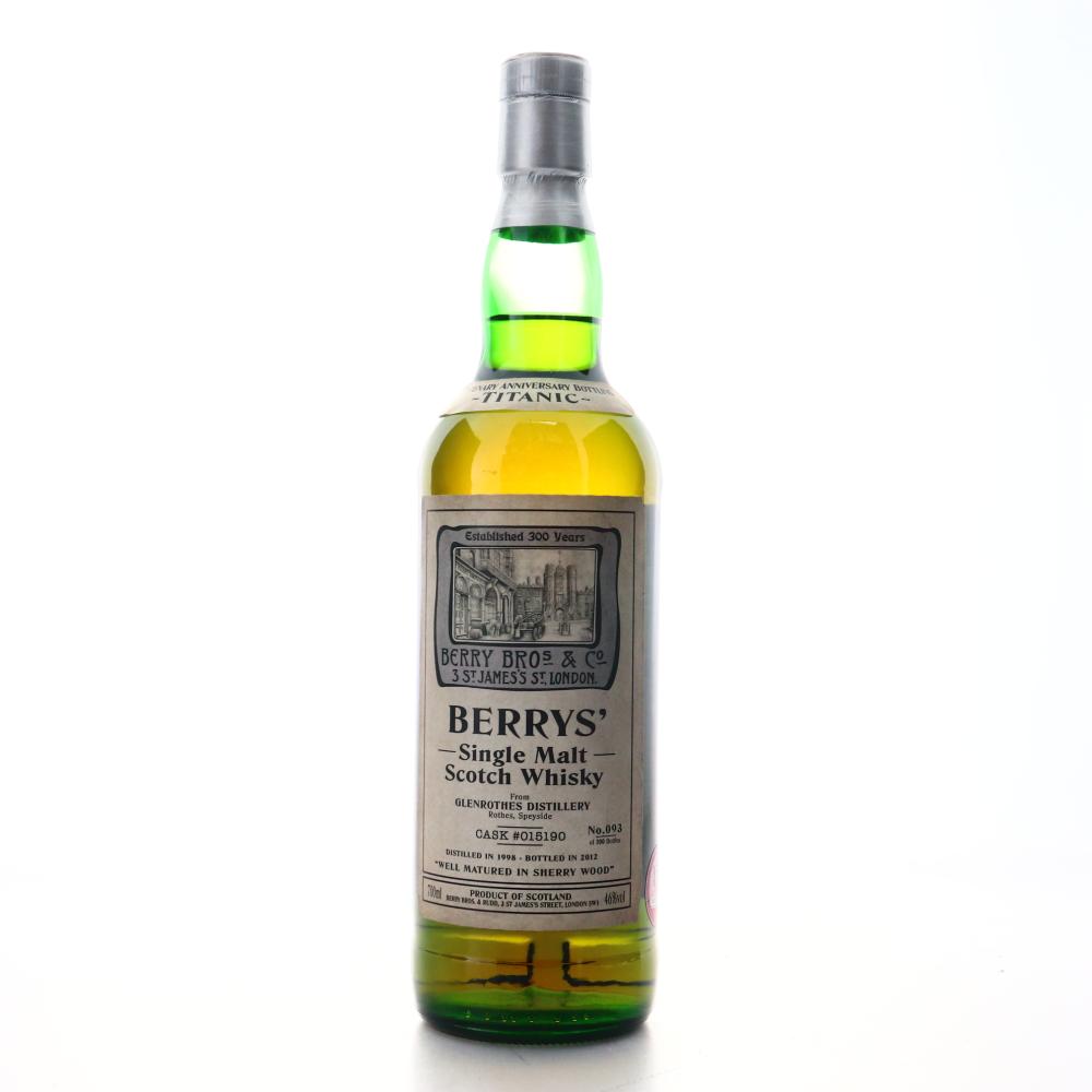Glenrothes 1998 Berry Brothers and Rudd 14 Year Old / Titanic Centenary