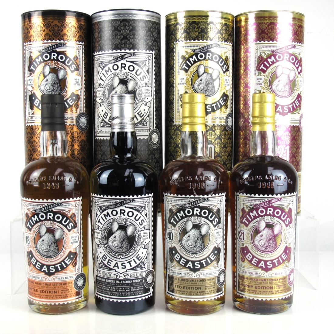 Timorous Beastie Collection 4 x 70cl / Including 21 and 40 Year Old