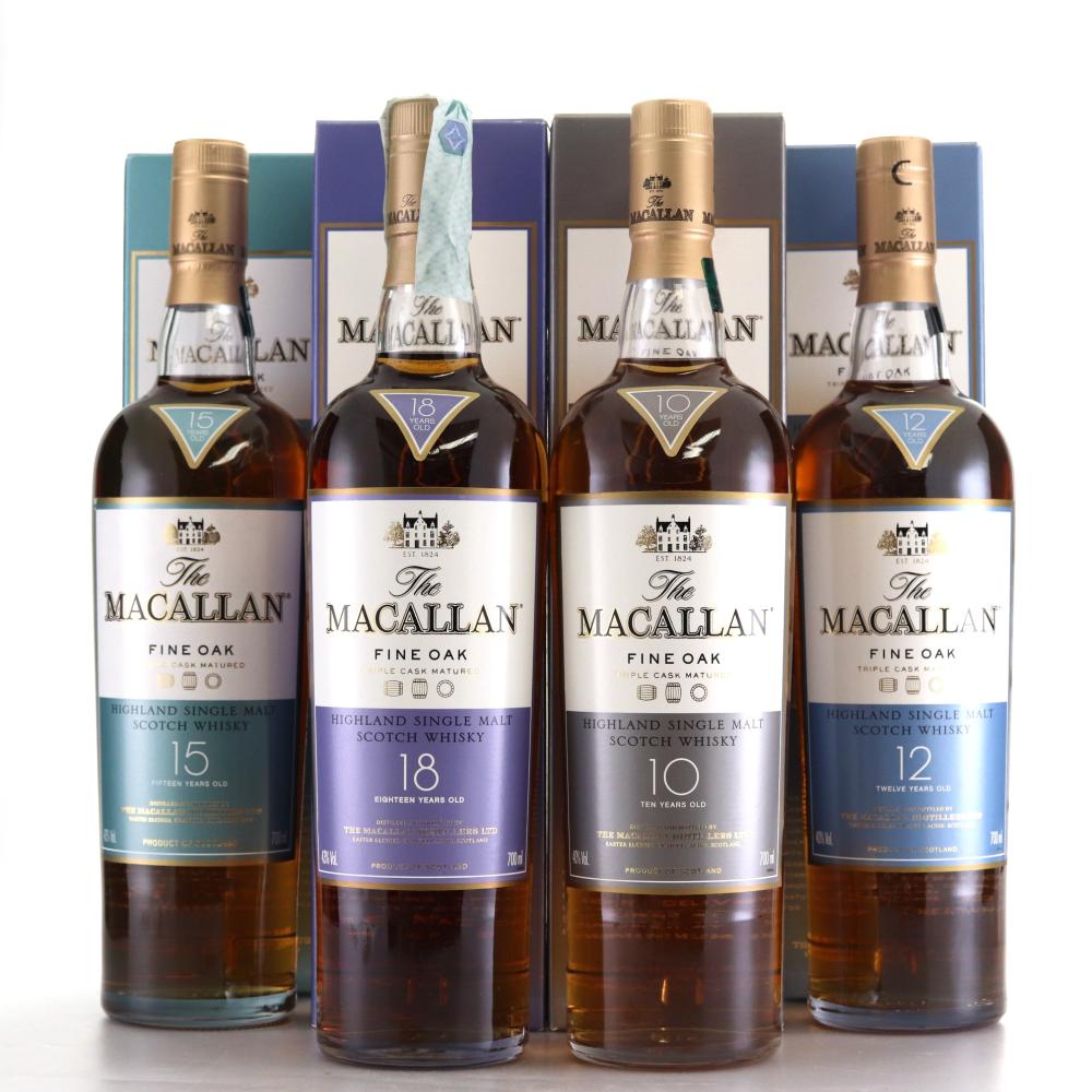 Macallan 10, 12, 15 & 18 Year Old Fine Oak 4 x 70cl