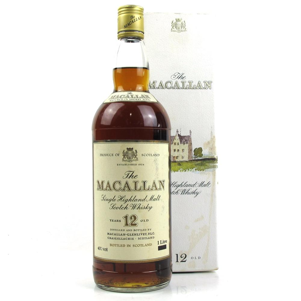 Macallan 12 Year Old 1 Litre 1980s / Damaged Seal