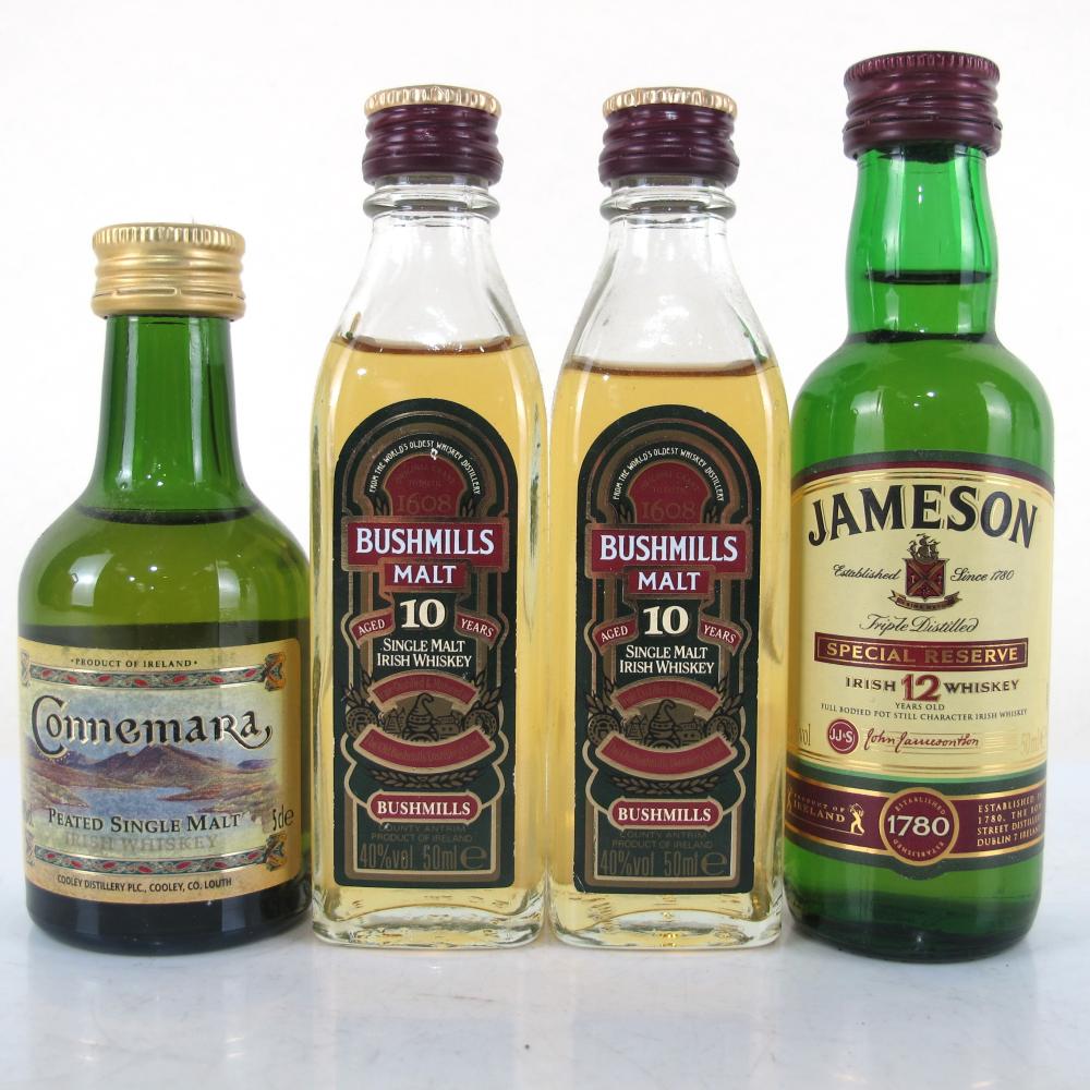 Irish Whisky Miniature Selection 4x 5cl / Including Connemara Peated