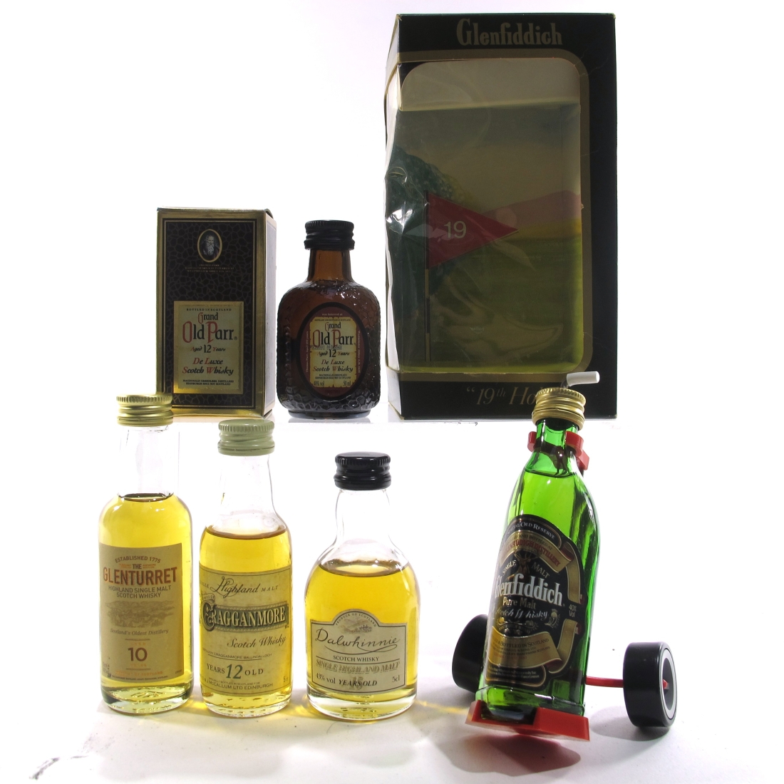 Miscellaneous Whisky Miniatures 5 x 5cl / includes Glenfiddich Golf Cart