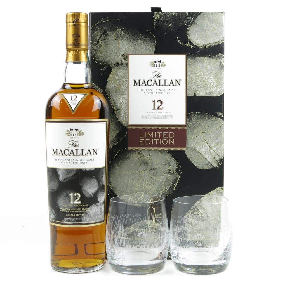 Macallan 12 Year Gift Pack / Including Two Glasses