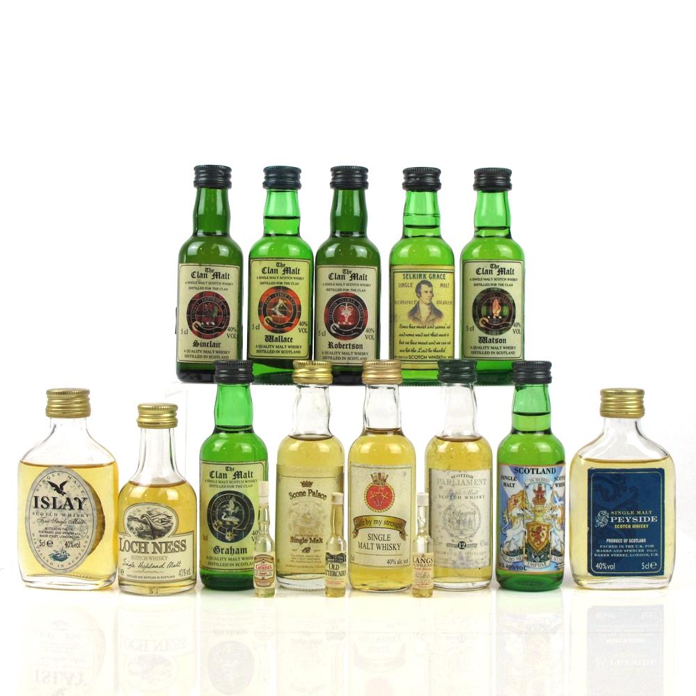 Mystery Single Malt 13 x 5cl and three Smallest Bottles in the World
