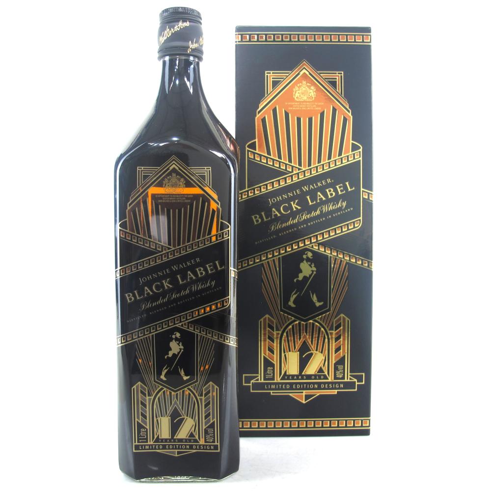 Johnnie Walker Black Label 12 Year Old 1 Litre / Art Deco Limited Edition.