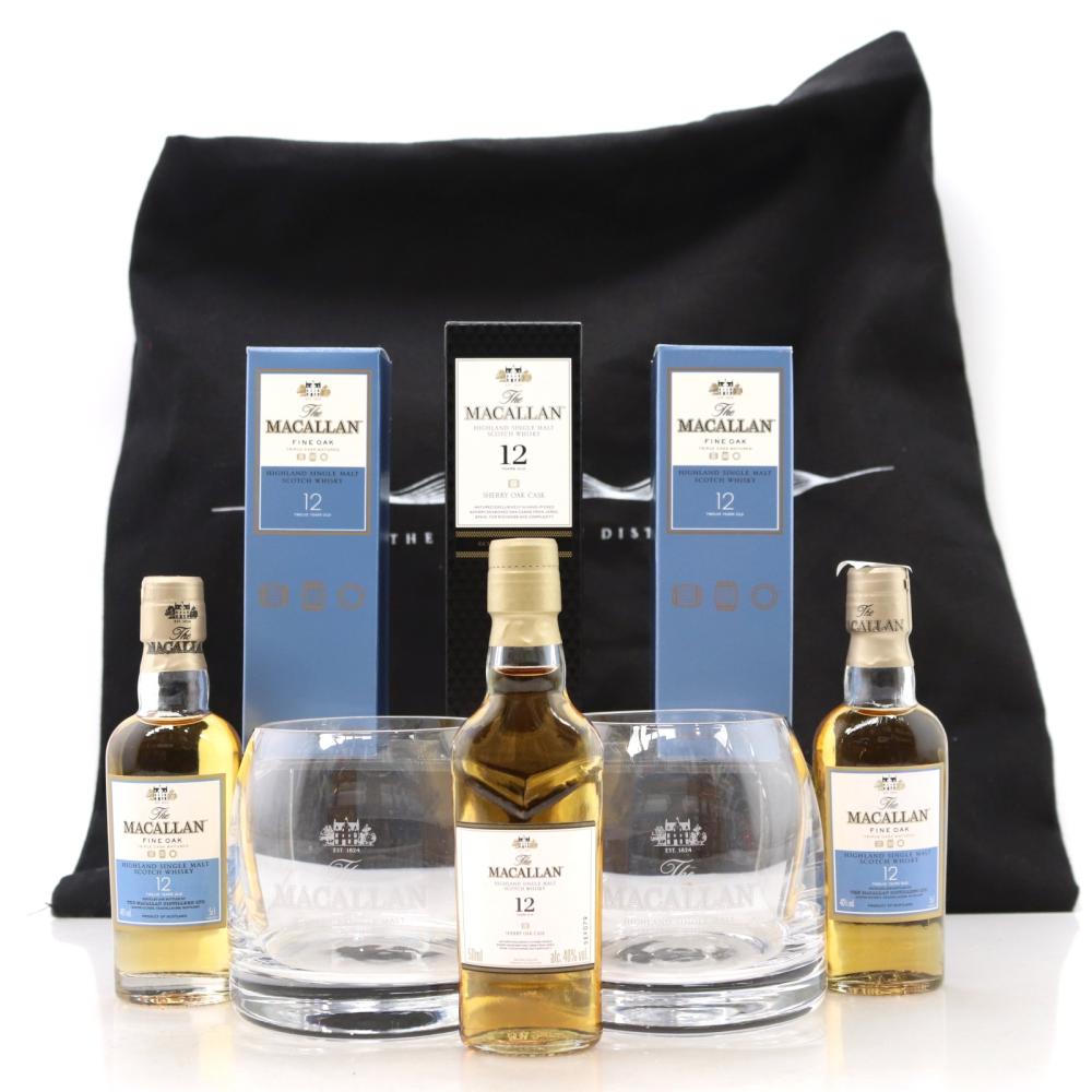 Macallan Miniature Selection 3 x 5cl / with 2 x Glasses & Tote Bag