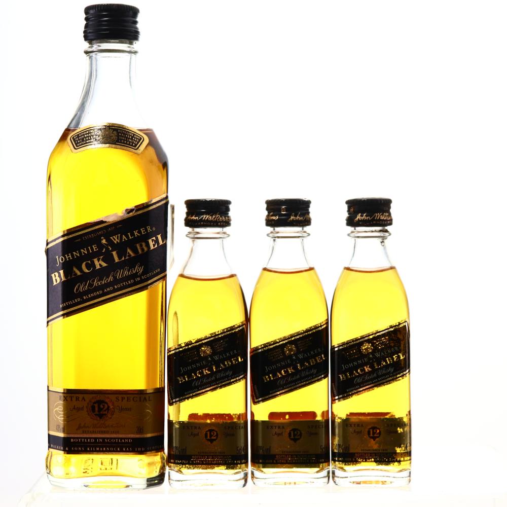 Johnnie Walker Black Label 12 Year Old 20cl & 3 x Miniature