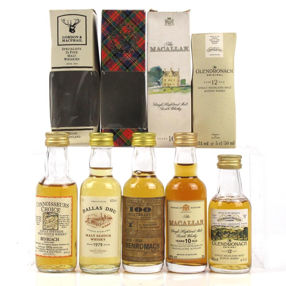 Speyside Single Malt Miniatures 5 x 5cl / Including Macallan 10 Year Old 1990s