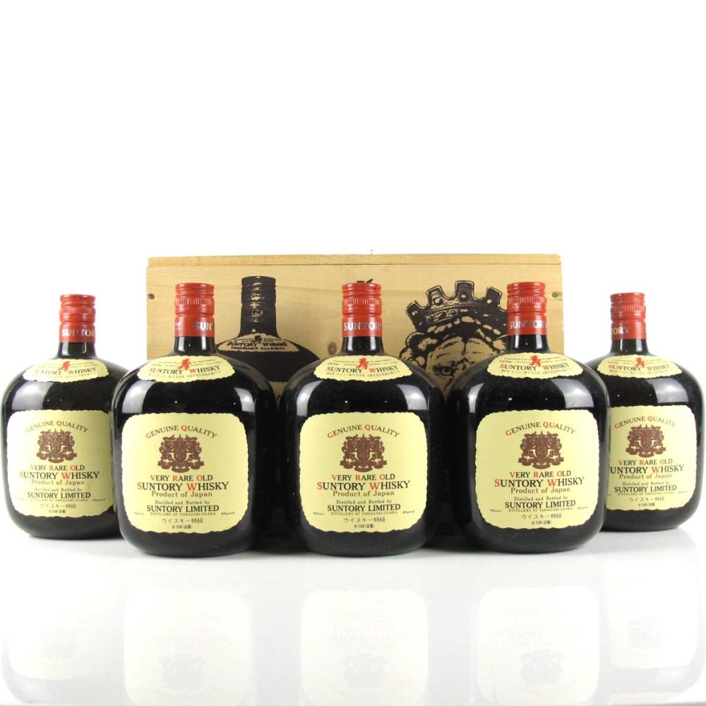 Suntory Yamazaki Very Rare Old 5 x 76cl 1970s / Including Wooden Crate