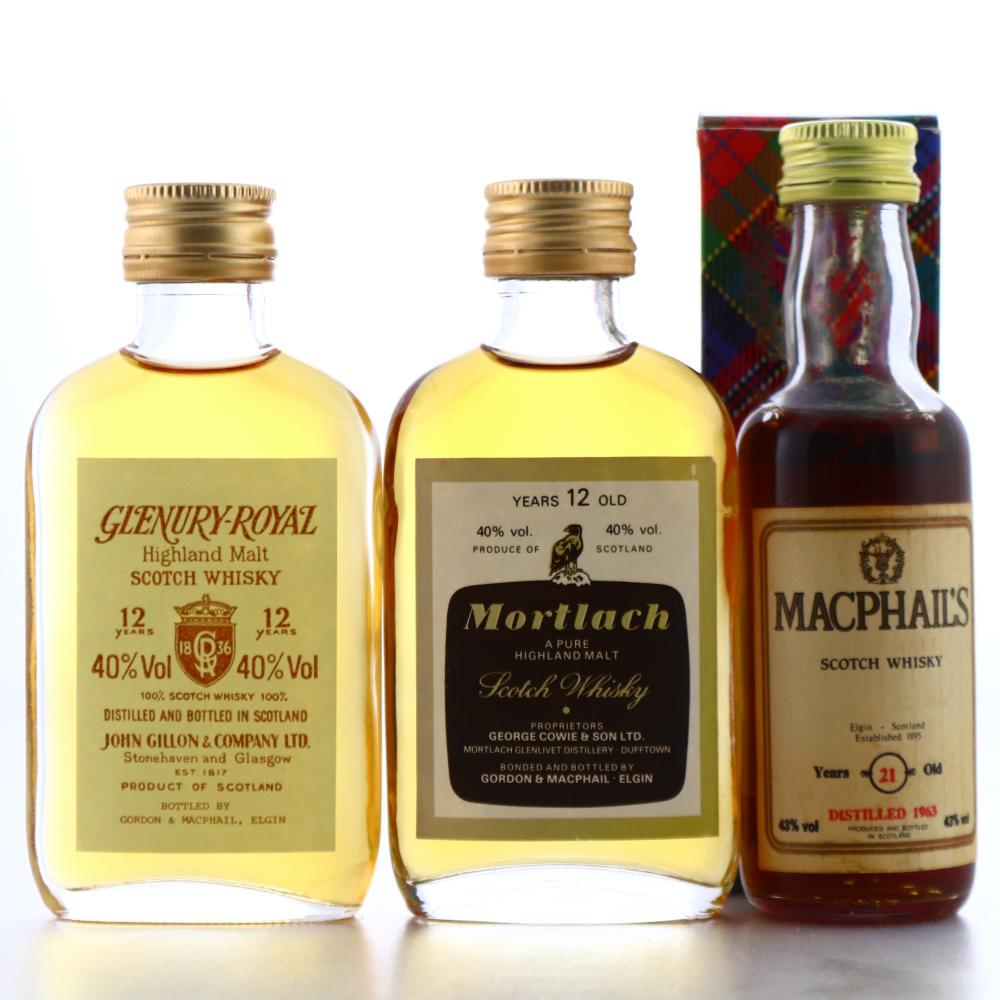 Mortlach, Glenury Royal & MacPhails Miniatures x 3