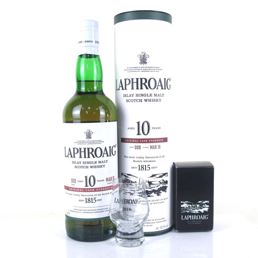 Laphroaig 10 Year Old Cask Strength Batch #008 / Including Glass