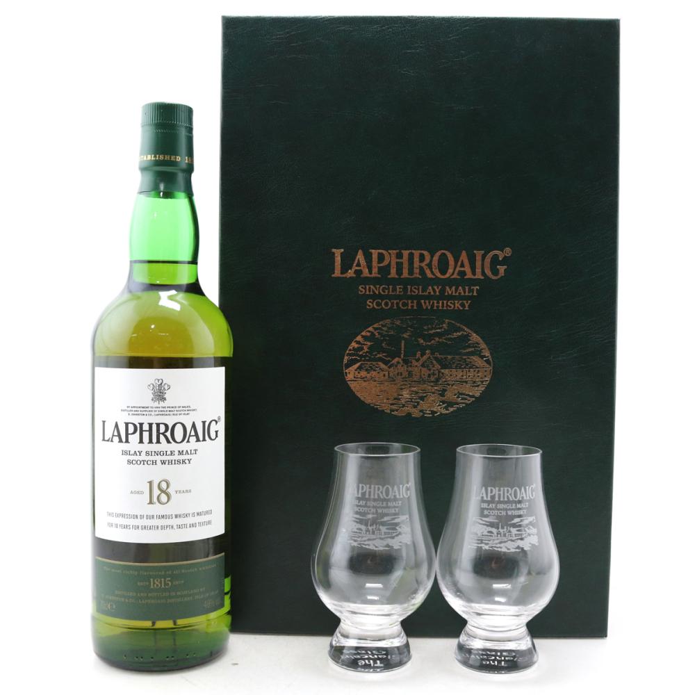 Laphroaig 18 Year Old / with 2 x Branded Glencairn Glasses