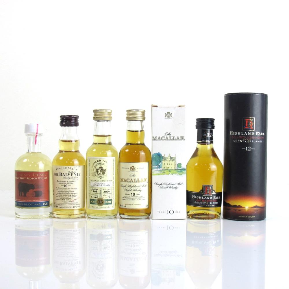 Miscellaneous Single Malt Miniature Selection 5 x 5cl / Including Macallan 1968 Duncan and Taylor 35 Year Old
