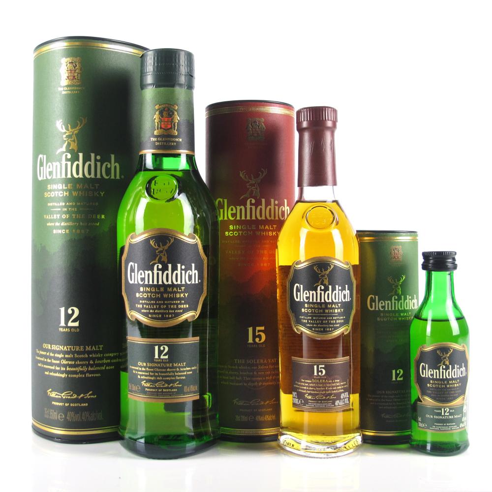 Glenfiddich 12 Year Old 35cl & 5cl and 15 Year Old 20cl