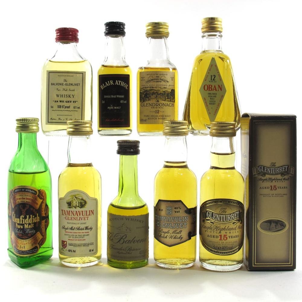 Highland & Speyside Miniature Selection x 9 / including Oban 12 Year Old 1980s