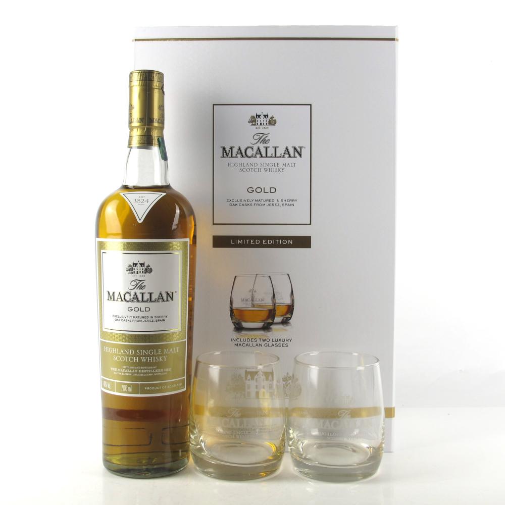 Macallan Gold Limited Edition Gift Pack / Including Two Glasses