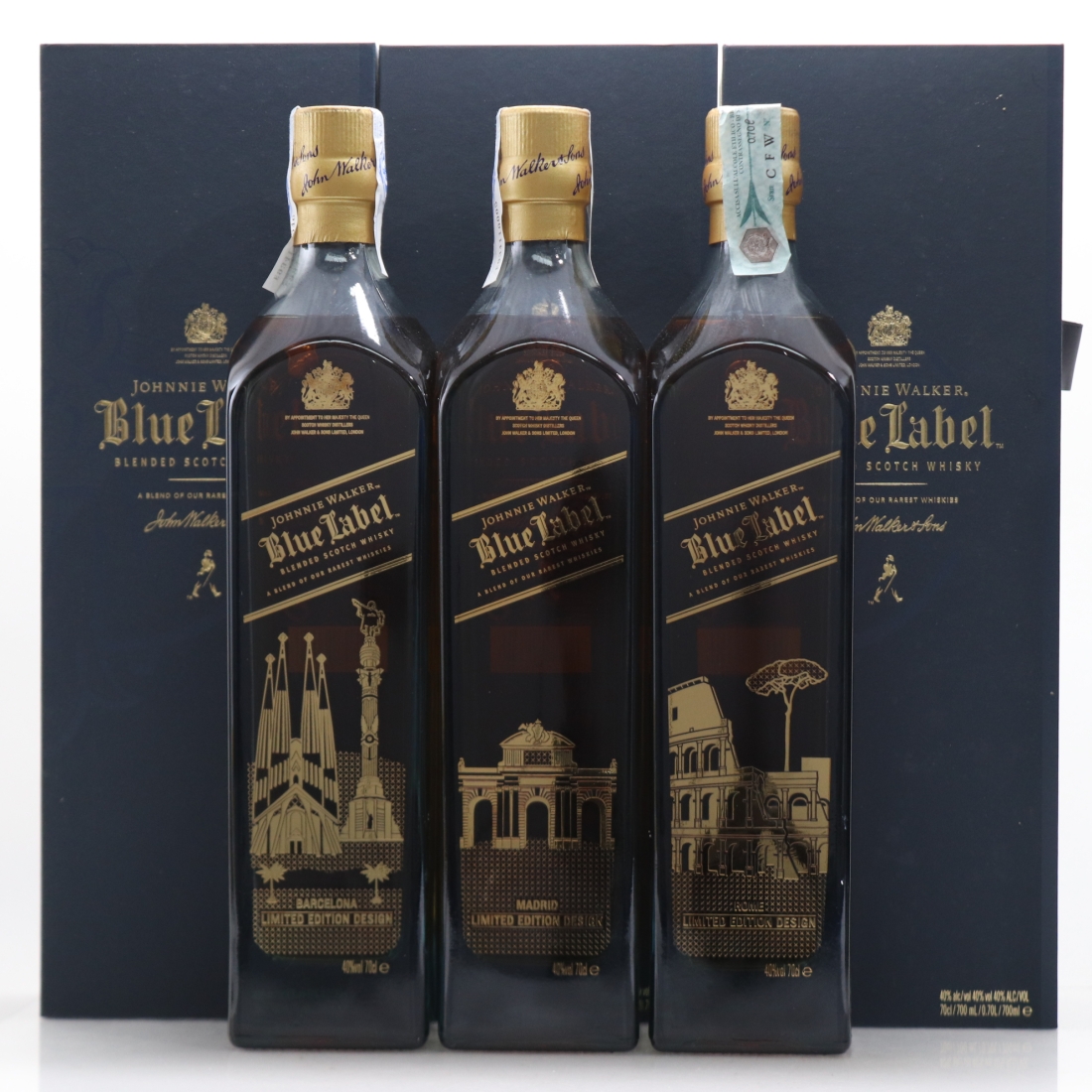 Johnnie Walker Blue Label Barcelona, Madrid & Rome Limited Editions 3 x 70cl