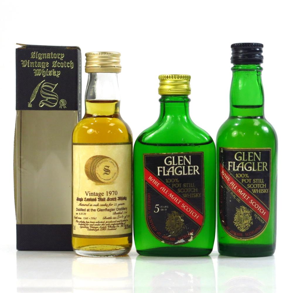 Glenflagler Miniature selection 3 x 5cl / Including 1970 Signatory Vintage 23 Year Old