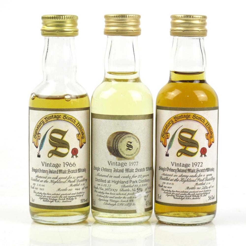 Highland Park 1966,1972 and 1977 Signatory Vintage Miniatures / 3 x 5cl