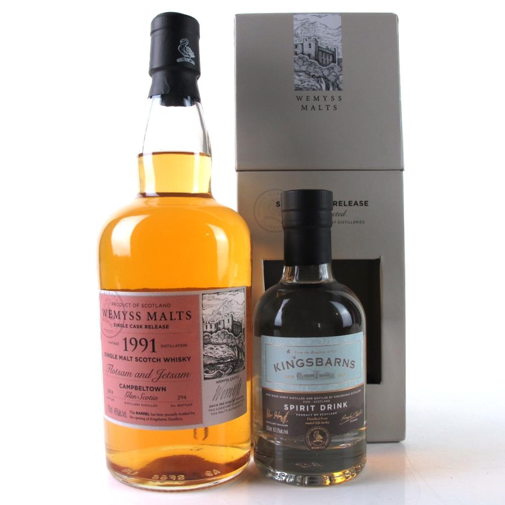 Glen Scotia 1991 Wemyss Malts / Flotsam and Jetsam Including Kingsbarns New Make Spirit 70cl and 20cl