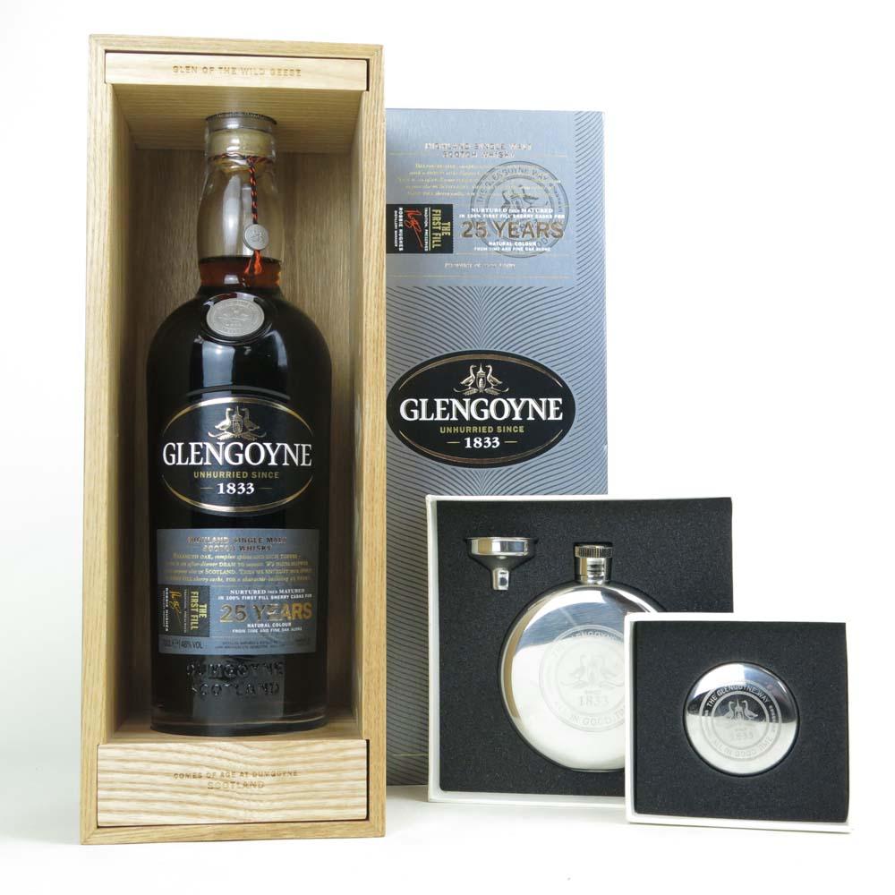 Glengoyne 25 Year Old / The First Fill Including Hip Flask and Cup