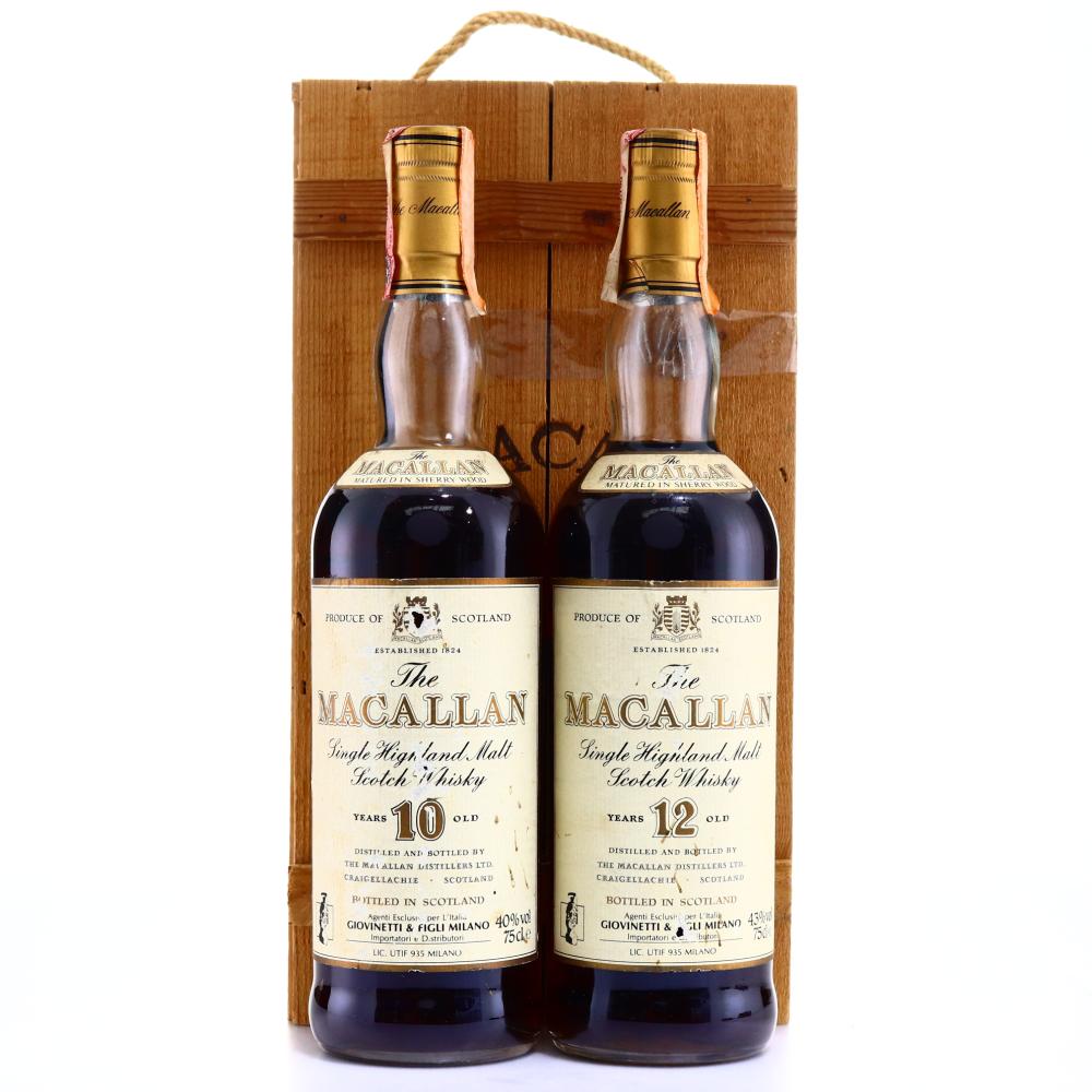 Macallan 10 & 12 Year Old 1980s 2 x 75cl / Giovinetti Import