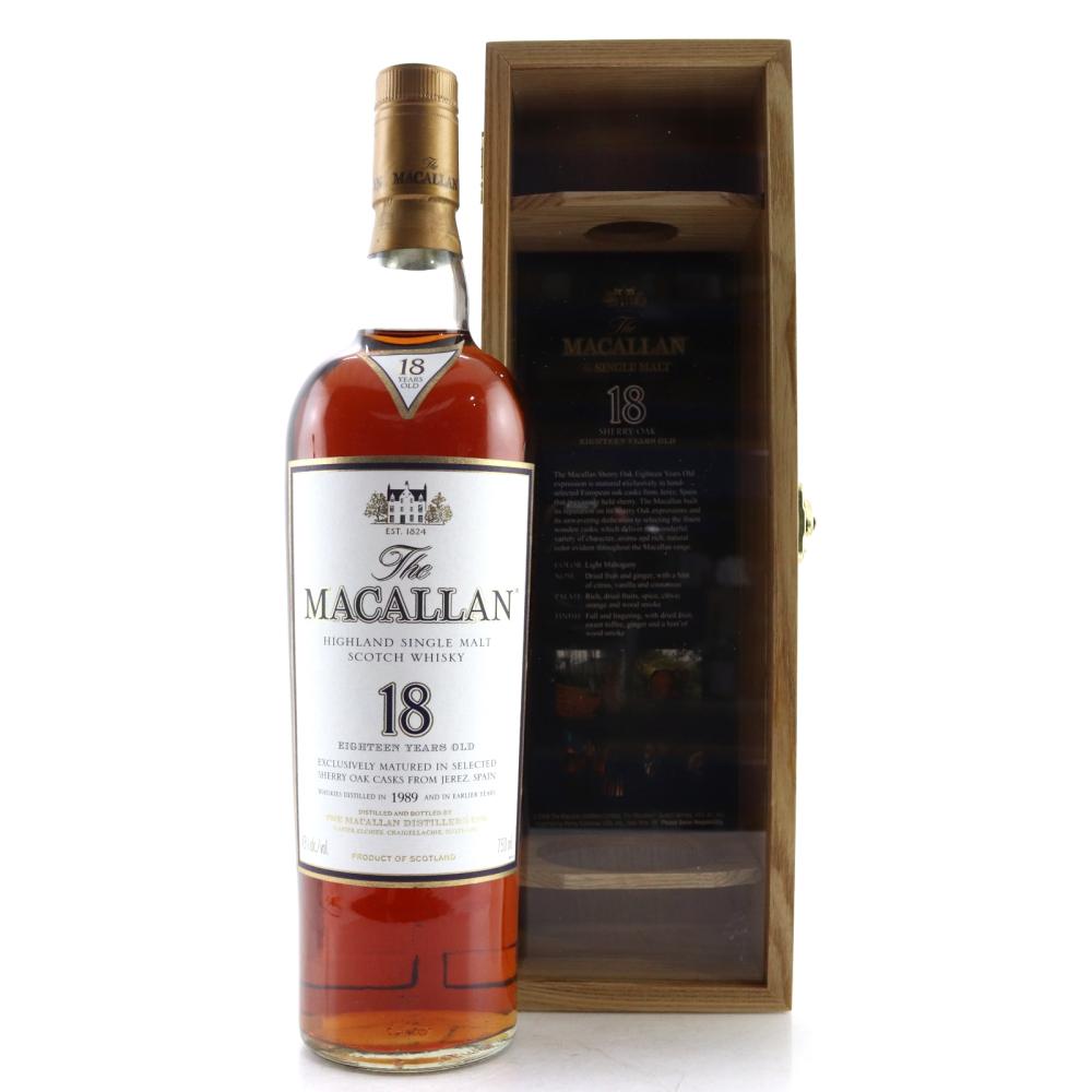 Macallan 1989 18 Year Old 75cl / US Import with Wooden Box