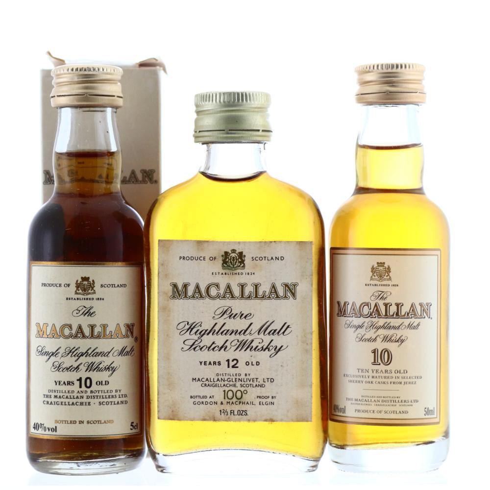 Macallan Miniature Selection x 3 / includes 12 Year Old 100 Proof