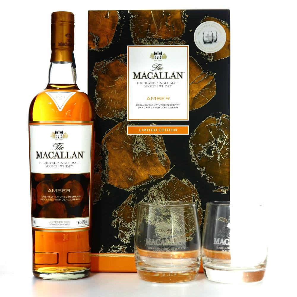 Macallan Amber Limited Edition Gift Pack / including 2 x Glasses