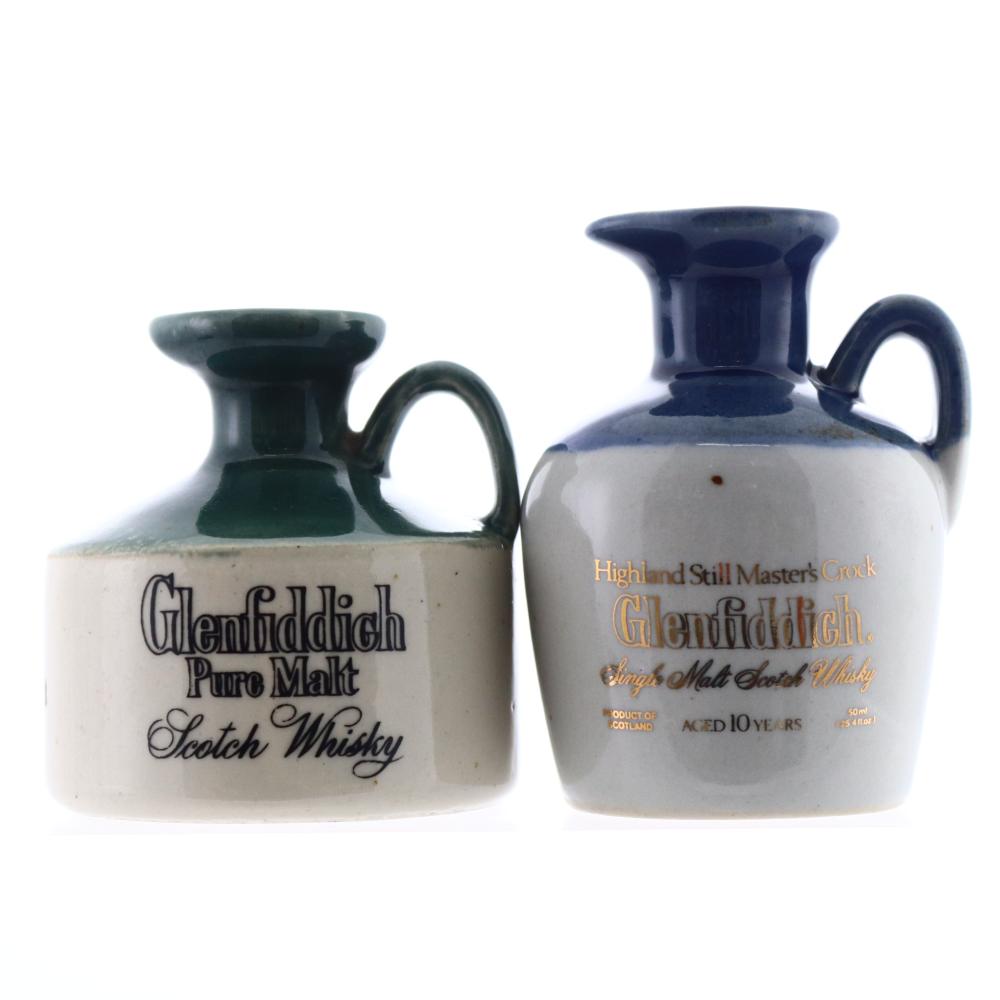 Glenfiddich Ceramic Flagon Miniatures x 2