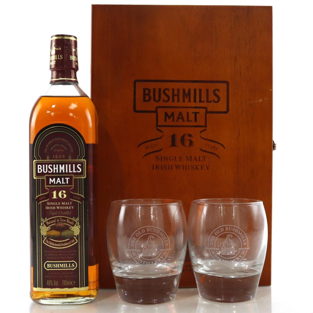 Bushmills 16 Year Old Three Woods Gift Pack / including Glasses