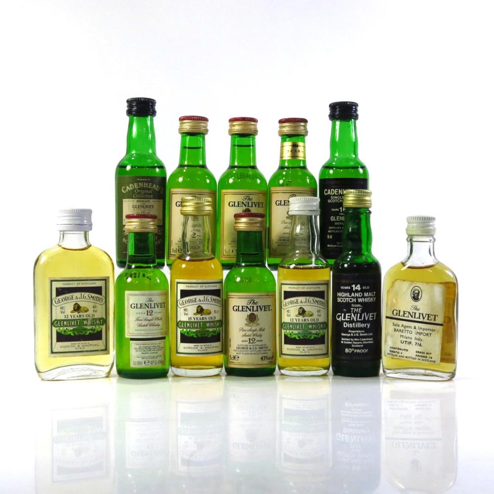 Glenlivet Miniature Selection x 12 / includes 1974 Cadenhead's