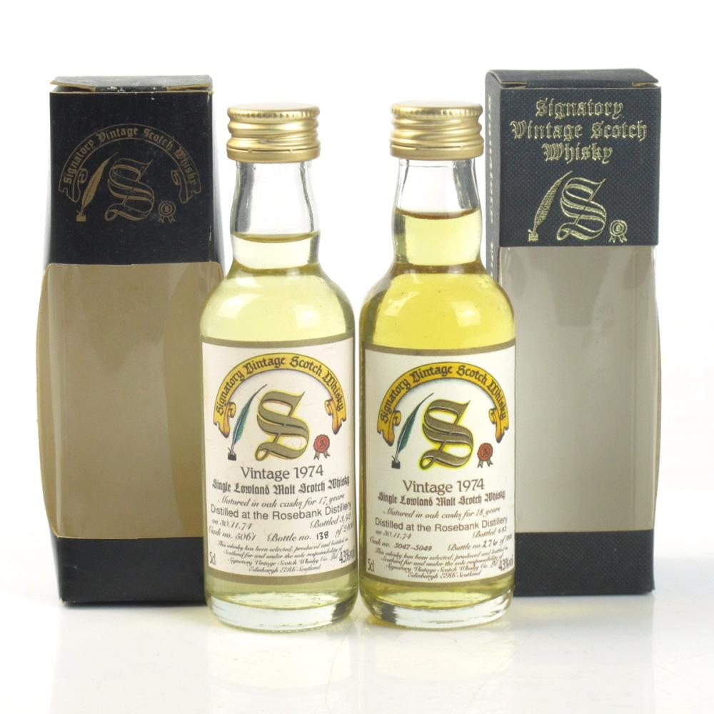 Rosebank 1974 Signatory Vintage Miniatures 2 x 5cl 