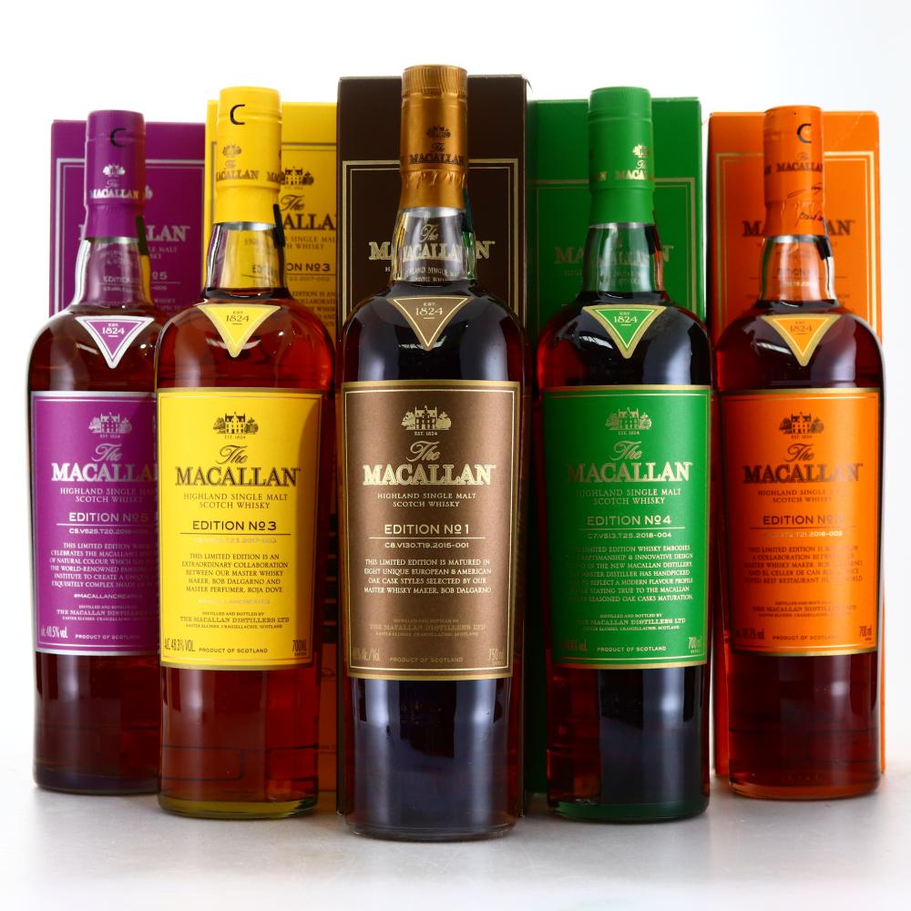 Macallan Edition No.1-5 Collection 5 x 70cl & 75cl