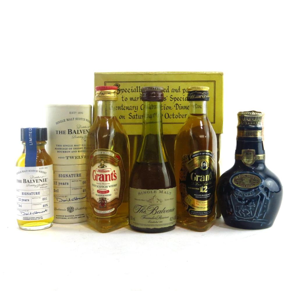 Scotch Whisky Miniature Selection 4 x 5cl and 3cl / including Royal Salute 21 Year Old